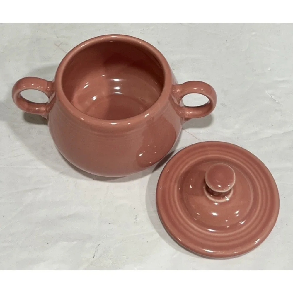 Fiesta HLC Creamer And Sugar Set Lid, Tray Rose Pink Peony Fiestaware‎ 4 Pcs